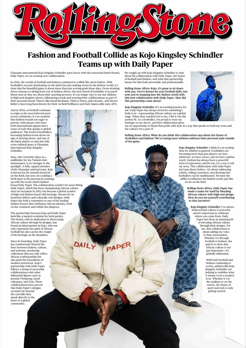 Rolling Stone feature: Kojo Kingsley Schindler teams up with Daily Paper